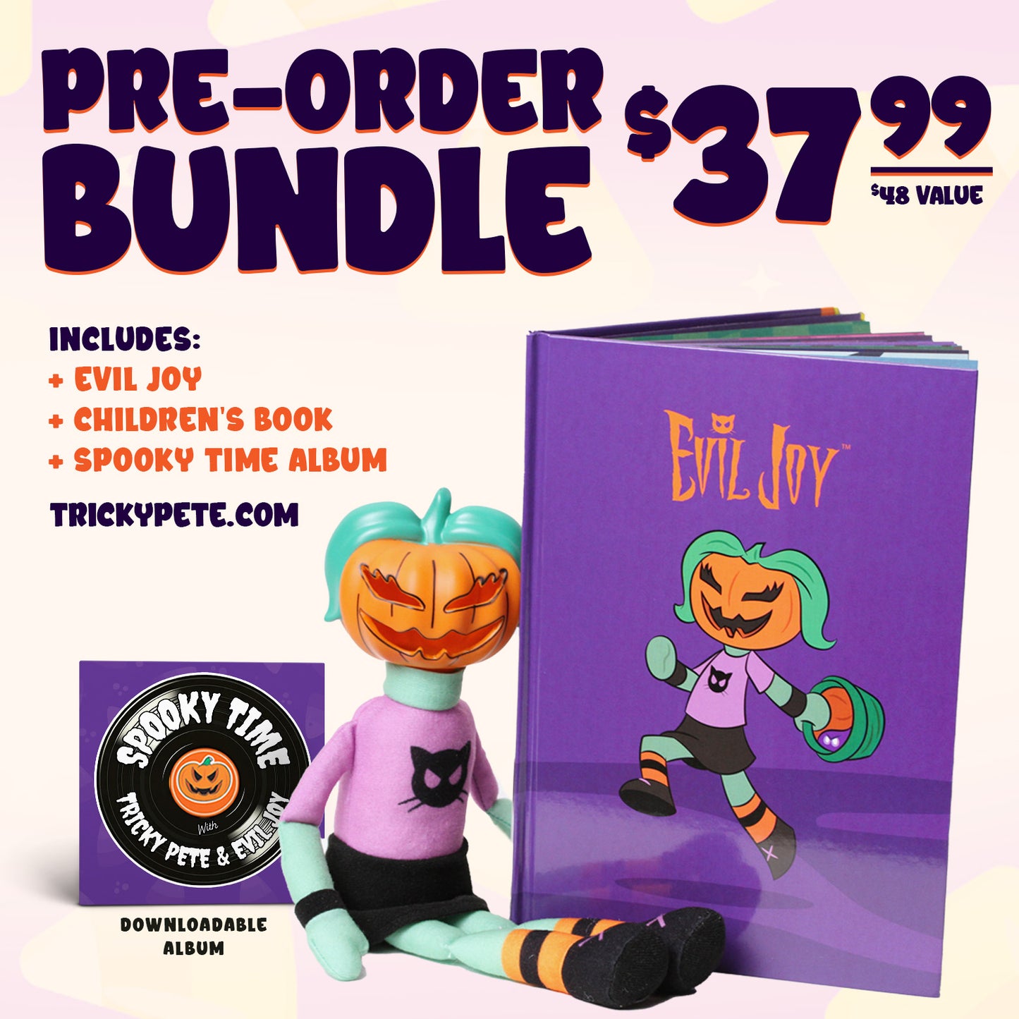 Preorder - Evil Joy Bundle - Evil Joy + Book + Spooky Time Album (Expected shipping Aug 6th)
